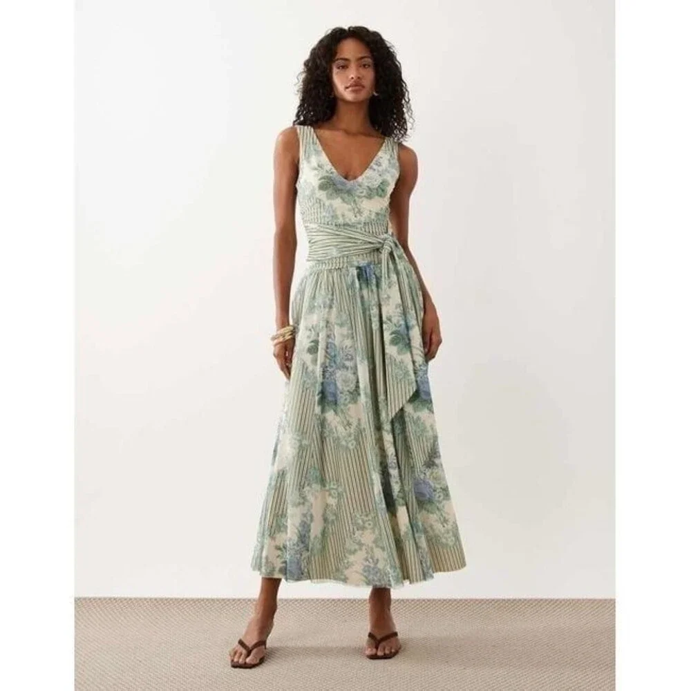Abercrombie & Fitch Floral Maxi Dress M Coquette Cottagecore Knit Sleeveless